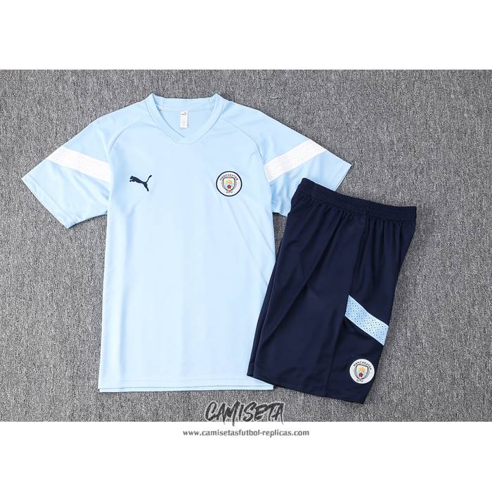 Chandal del Manchester City 2022-2023 Manga Corta Azul - Pantalon Corto